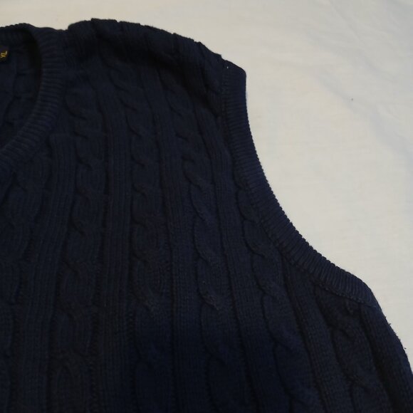 Brooks Brothers Men's XL Navy Blue Cable Knit Vest 100% Cotton‎ - Picture 5 of 8
